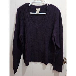 St Johns Bay Womens Long Sleeve V Neck Soft Knit Pullover Sweater Purple Size XL